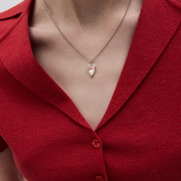 Small Rock Crystal Heart Pendant Necklace