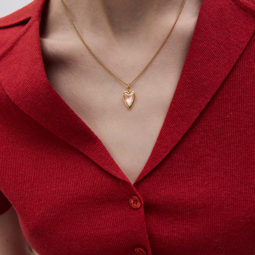 Small Rock Crystal Heart Pendant Necklace Gold Vermeil