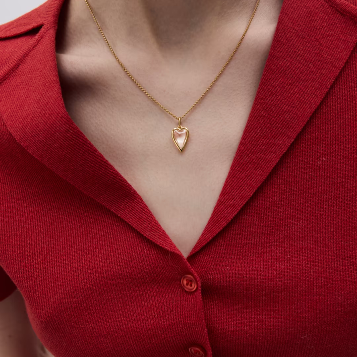 Small Rock Crystal Heart Pendant Necklace Gold Vermeil