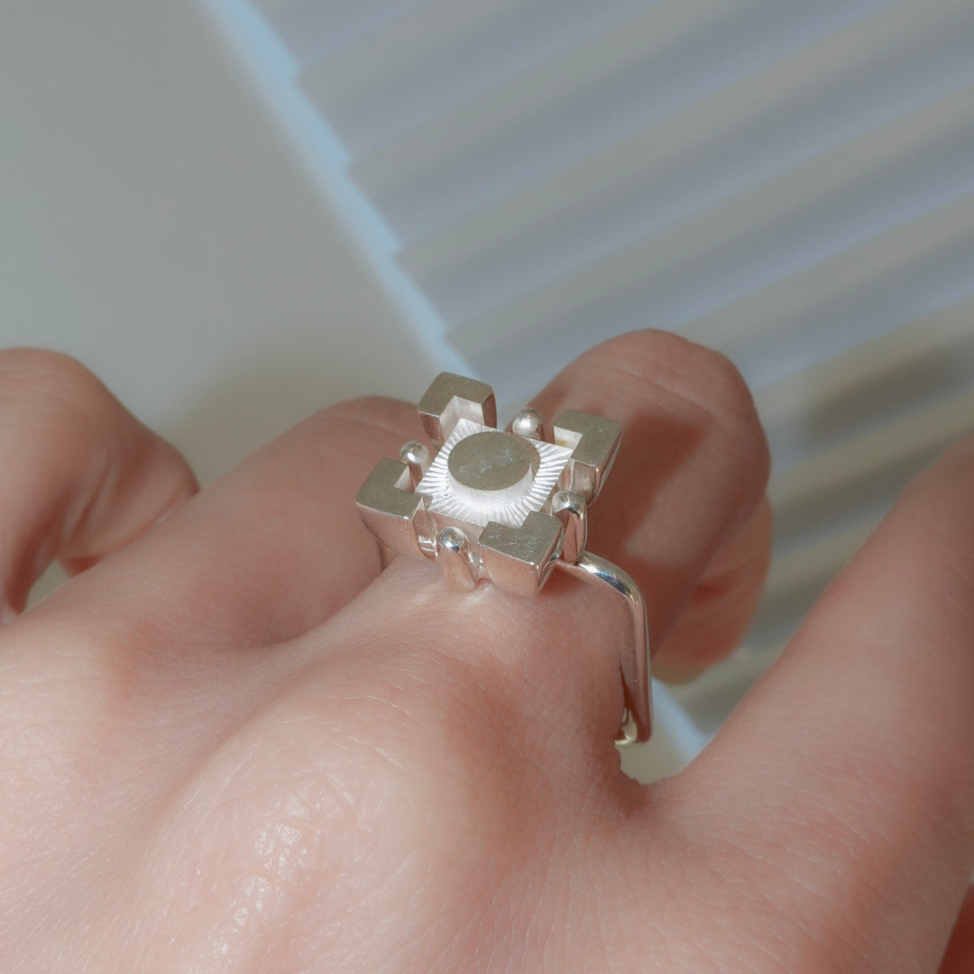 Square Silverblock Ring