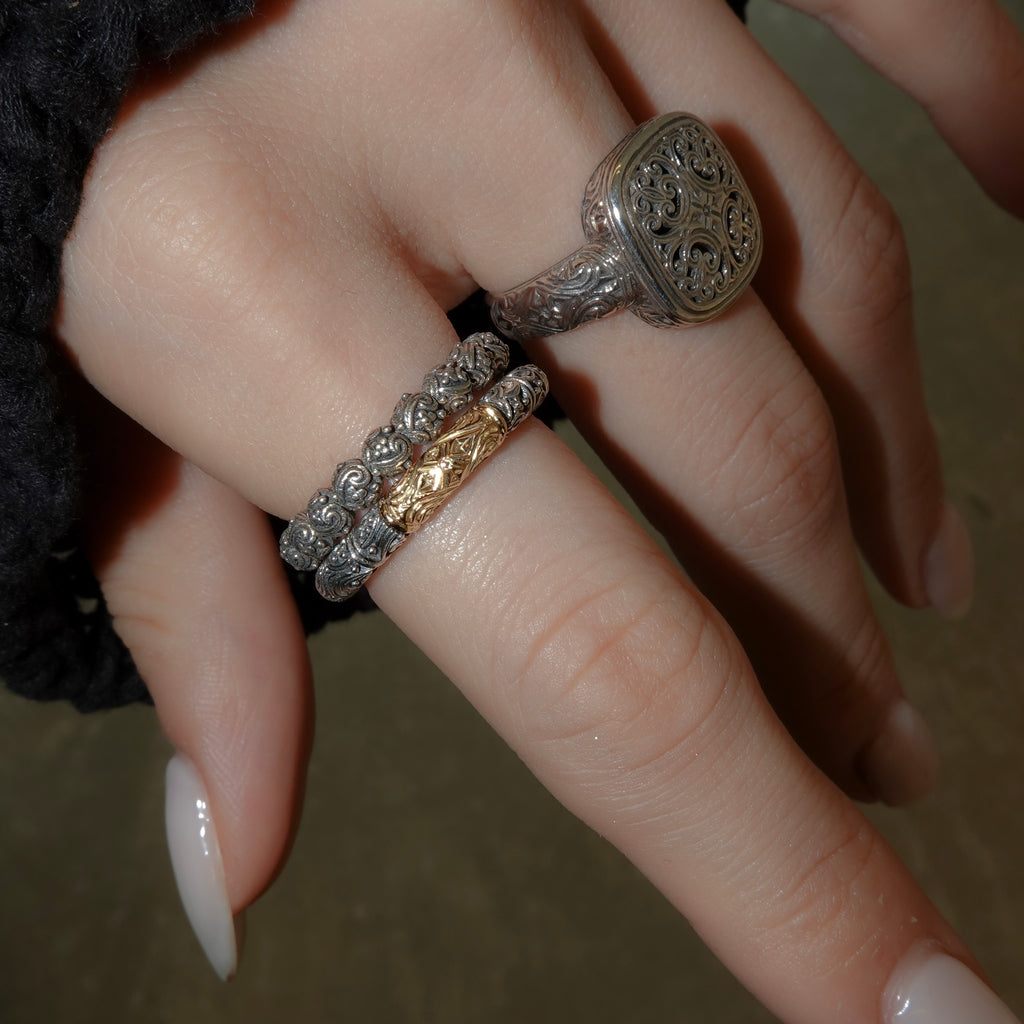 Eden’s Garden Band Ring in 18K Gold and Sterling Silver_20412