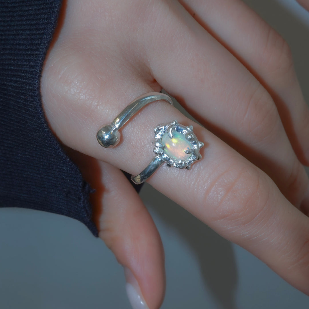 opal spiral ring