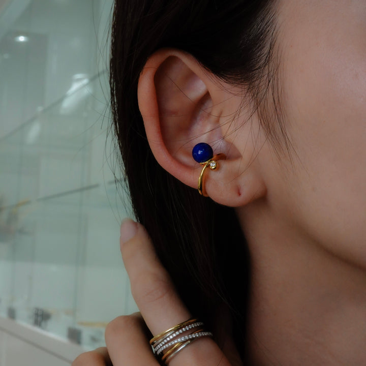 Gold Lapislazuli earcuff GMG3LDイヤーカフ.ラピスラズリ.ダイヤモンド