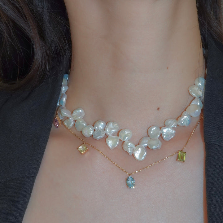 STARRY NECKLACE_10KYG x Amethyst x Lemon Quartz x Blue Topaz x Peridot x Citrine