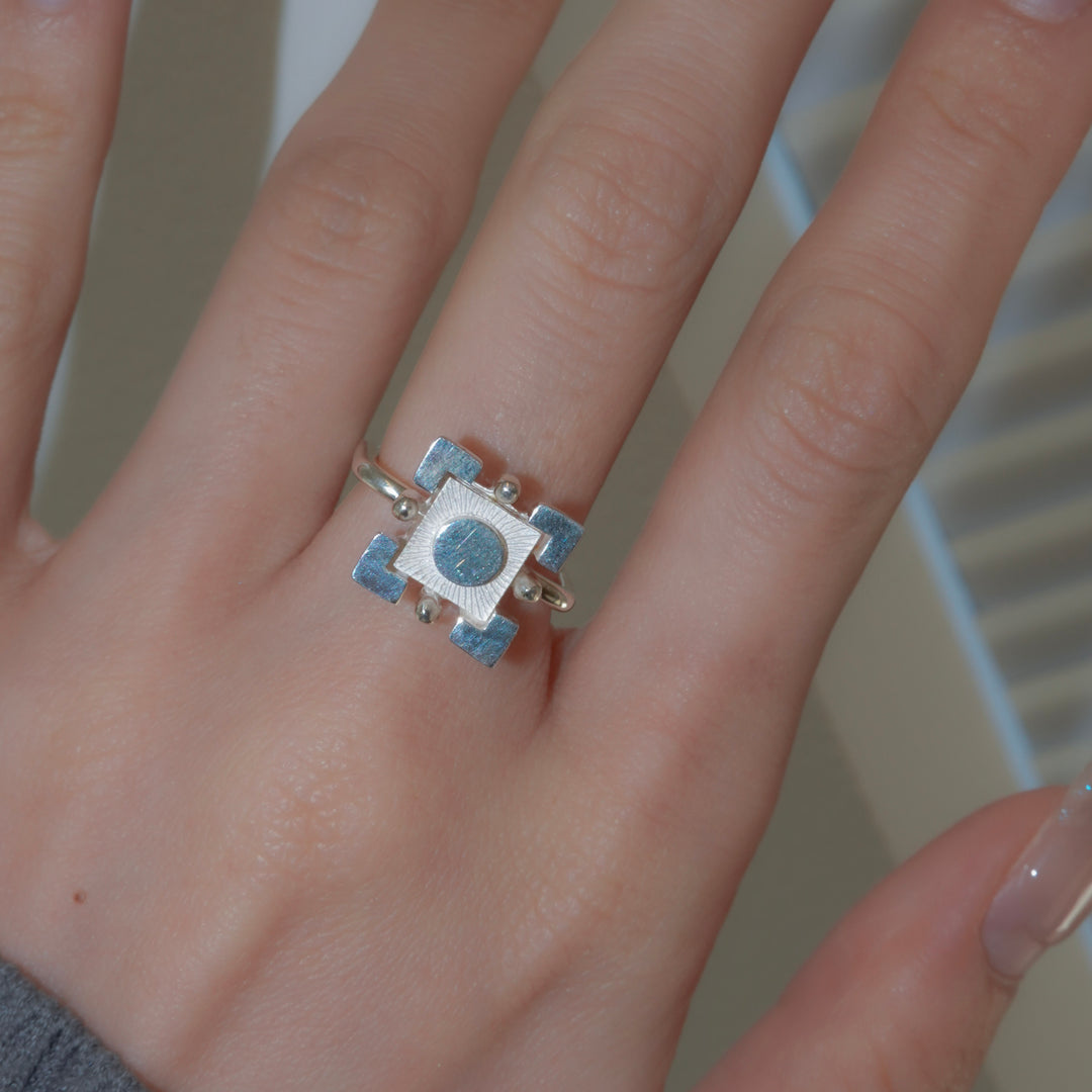 Square Silverblock Ring