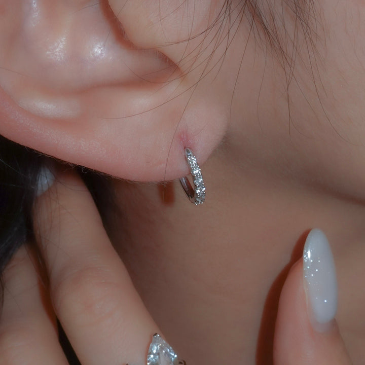 MINI HOOP DIAMOND EARRING (single)_10KWG