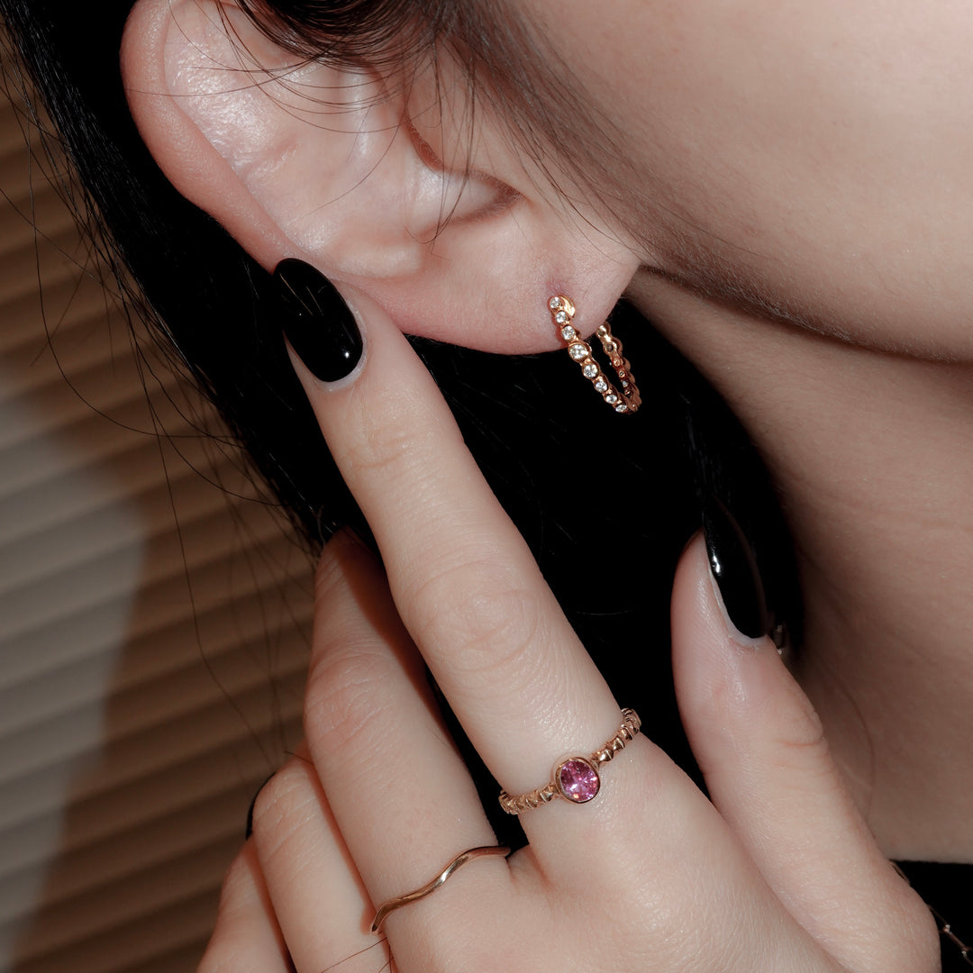 グラデーションジルコニアフープピアス(K18GP)