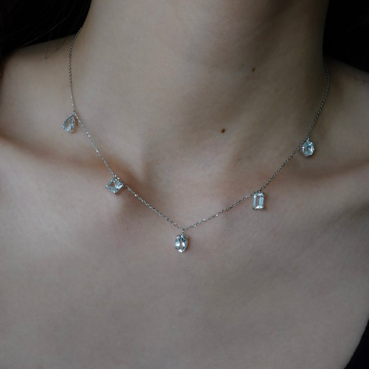 STARRY NECKLACE_10KWG x White Topaz
