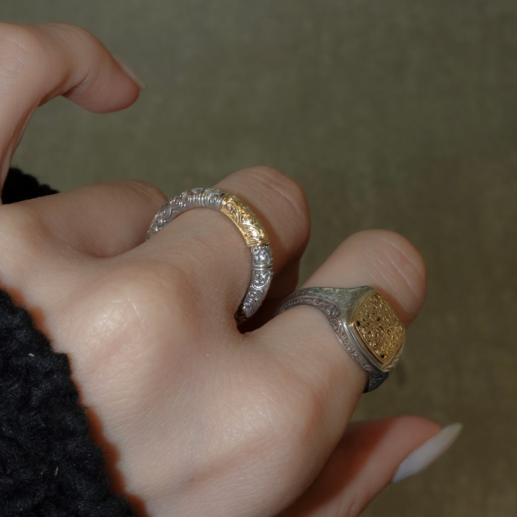 Eden’s Garden Band Ring in 18K Gold and Sterling Silver_20412