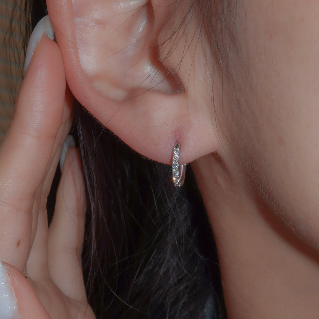 MINI HOOP DIAMOND EARRING (single)_10KWG