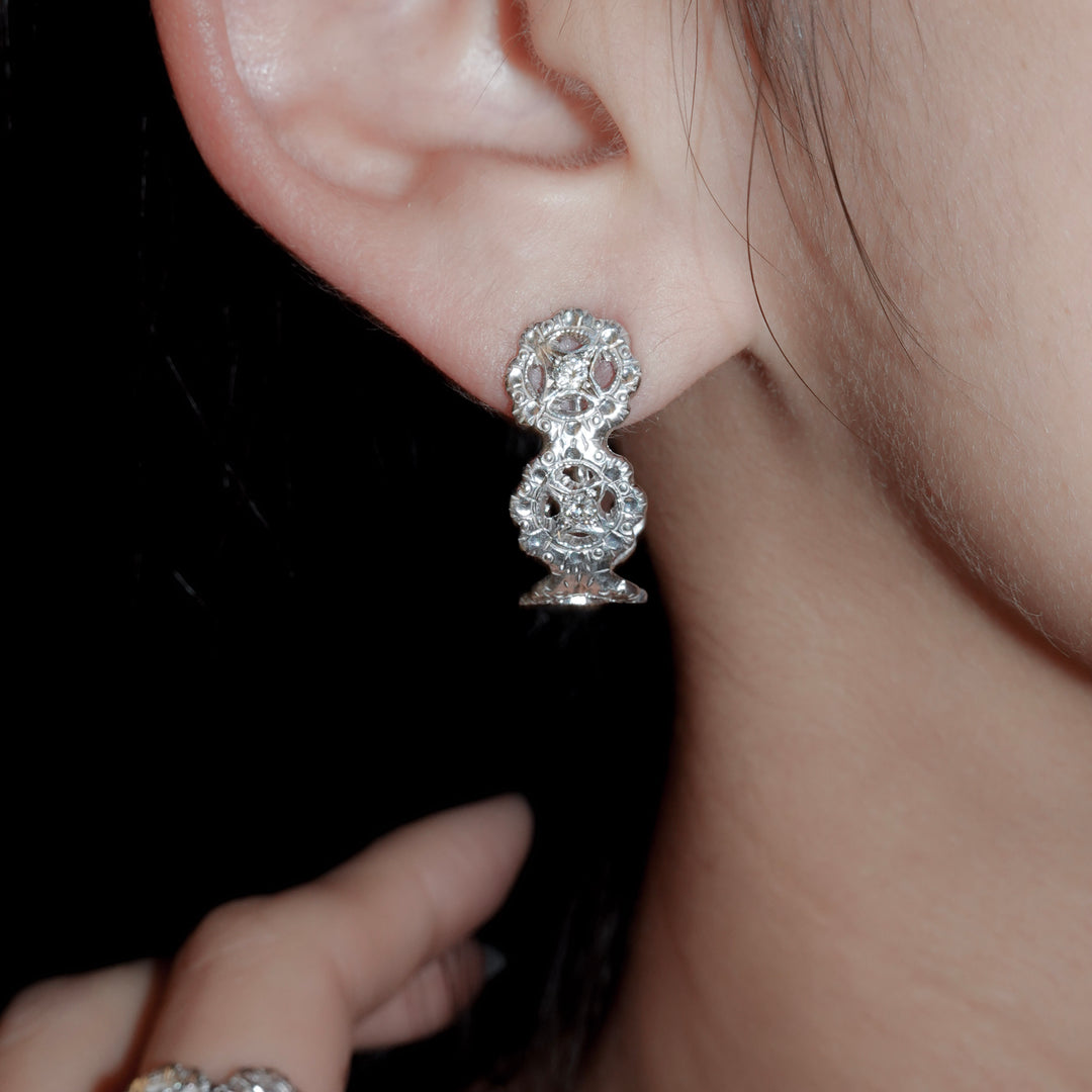 フィレンツェ彫りフラワーイヤリング(RGP)