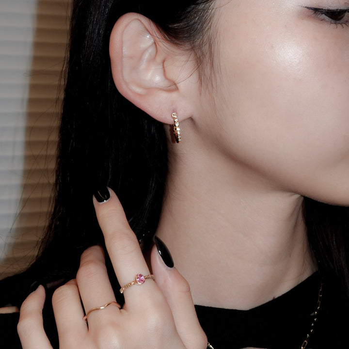 グラデーションジルコニアフープピアス(K18GP)