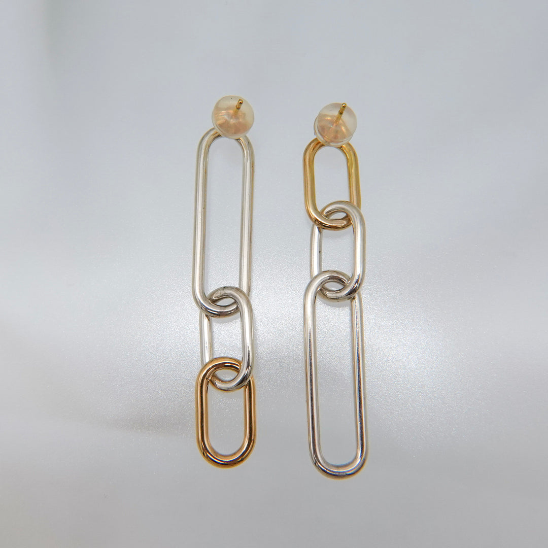 CHAIN Silver 18Kgold Pierced Earrings