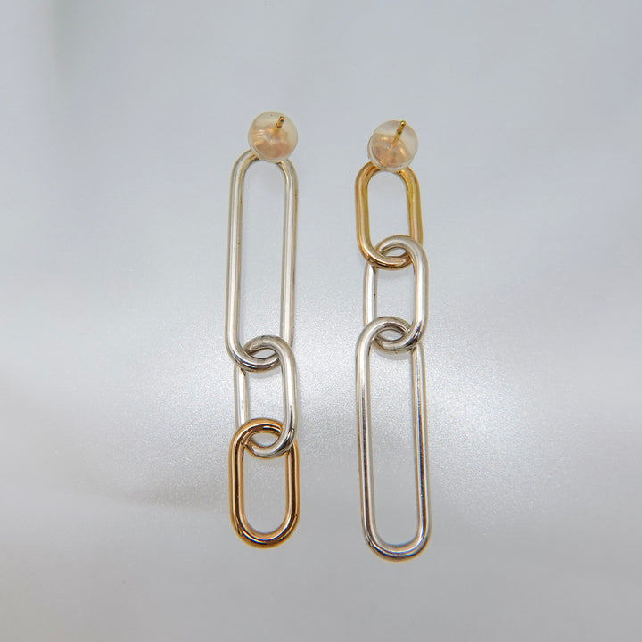 CHAIN Silver 18Kgold Pierced Earrings