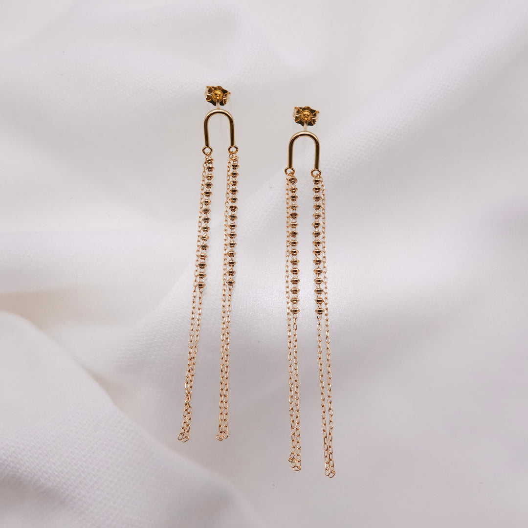 18K Gold Arch Short Shimmer Earrings