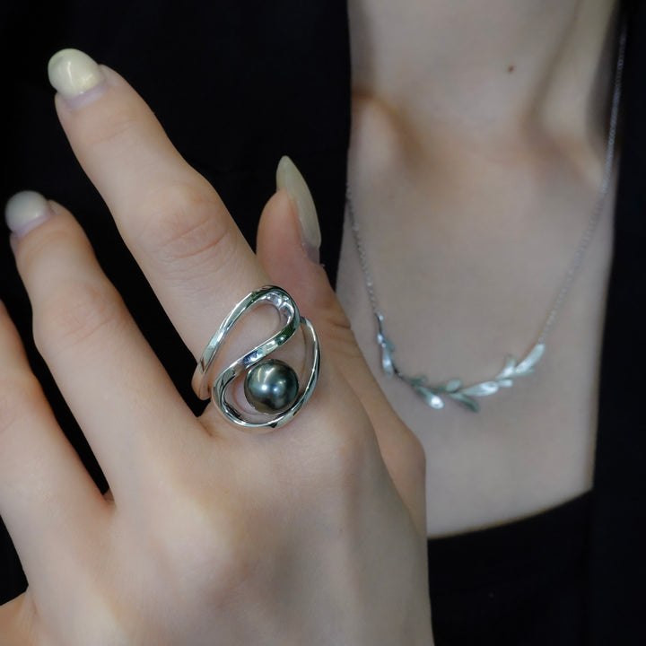 Black pearl ring SMR5 黒蝶真珠リング