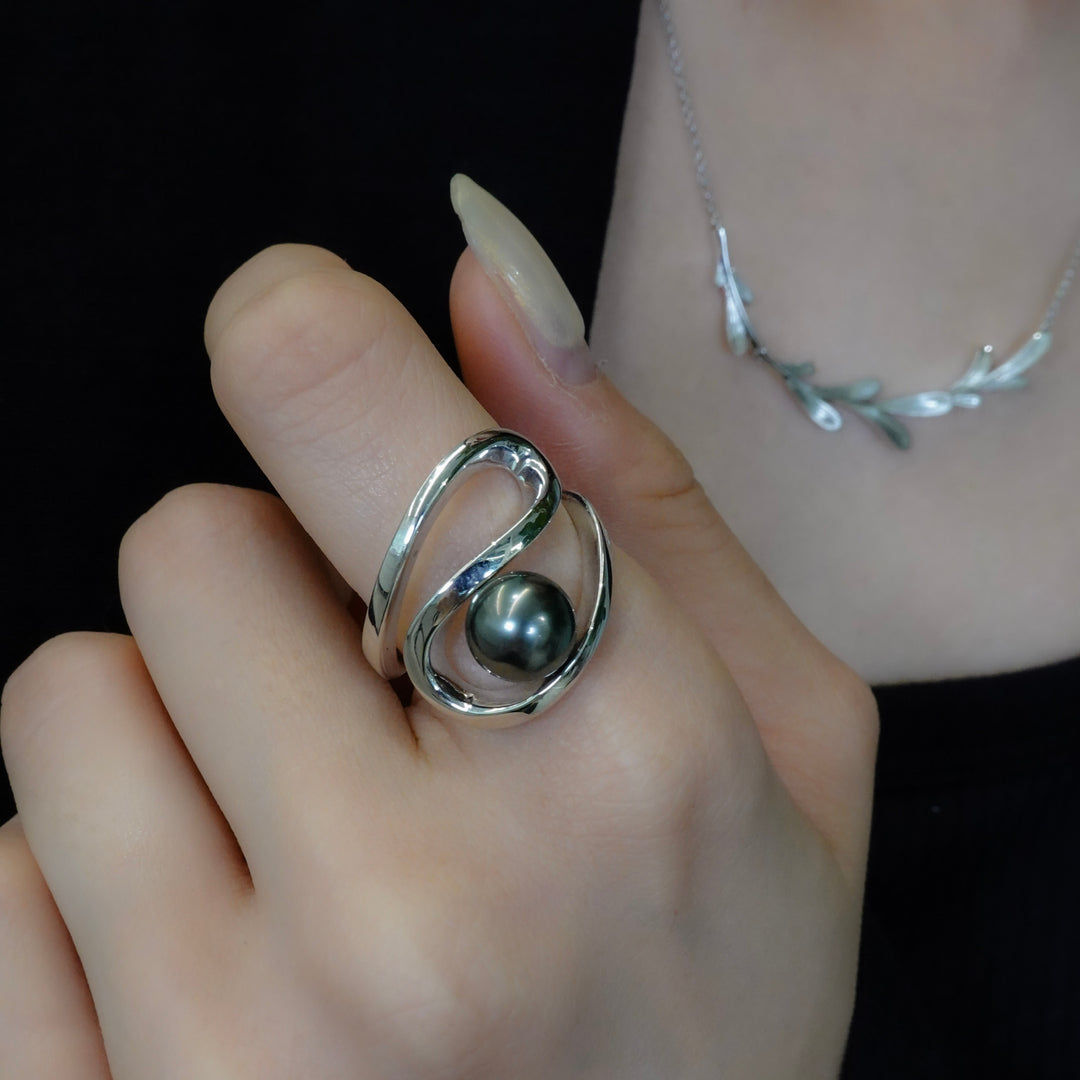 Black pearl ring SMR5 黒蝶真珠リング