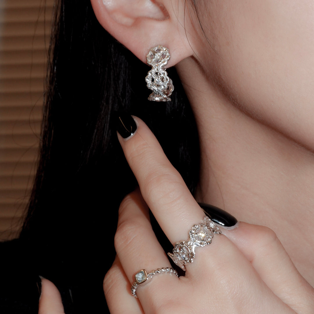 フィレンツェ彫りフラワーイヤリング(RGP)