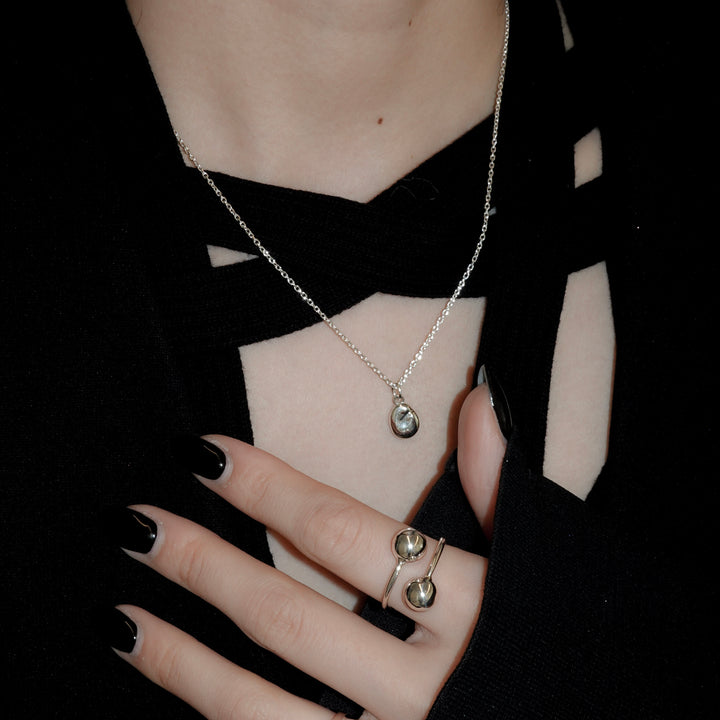 "Bean" charm necklace (SILVER)