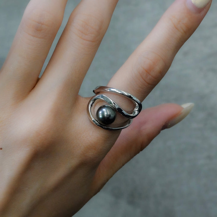 Black pearl ring SMR5 黒蝶真珠リング