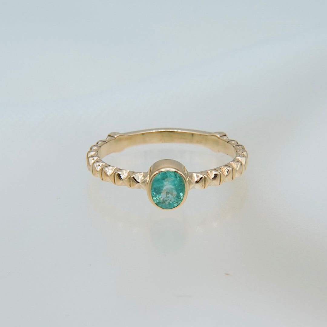 K10パライバトルマリンフィレンツェ彫りリング