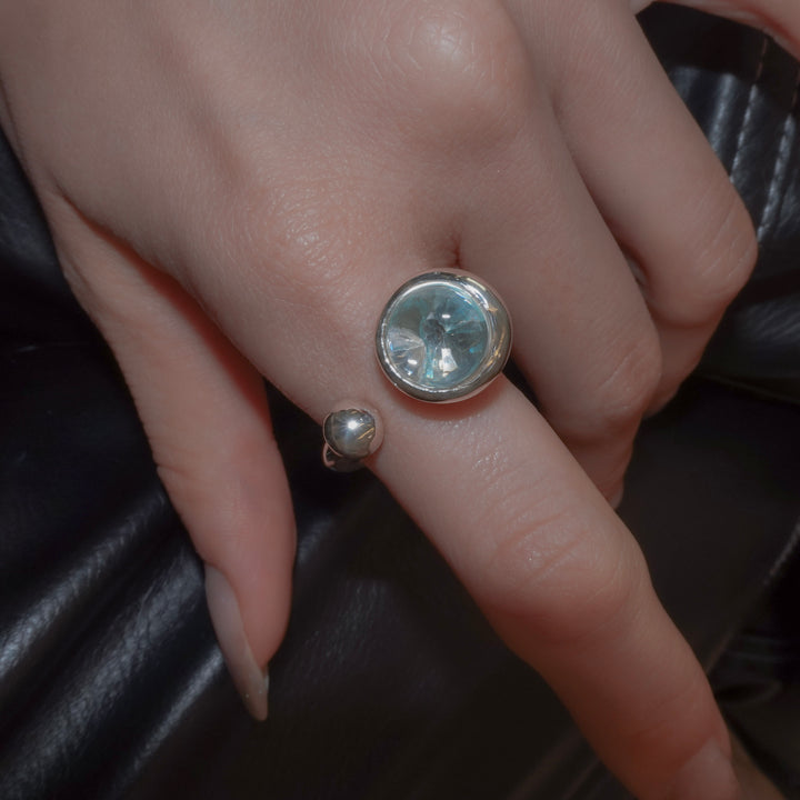 GYOKU RIN Ring / CrystalQuartz(white/blue Zircon)