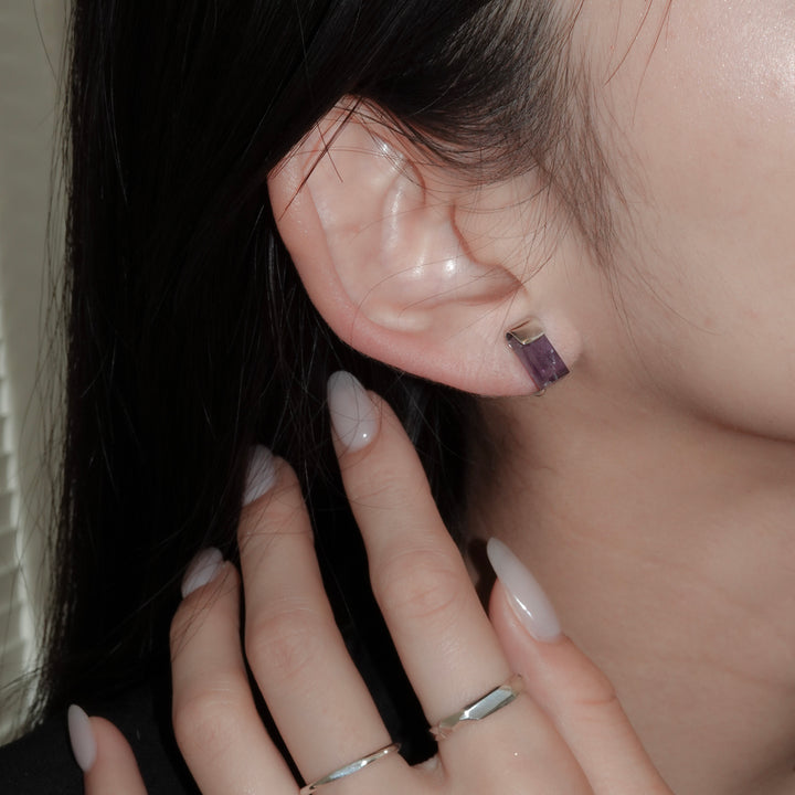 HASAMU earring gemstone square