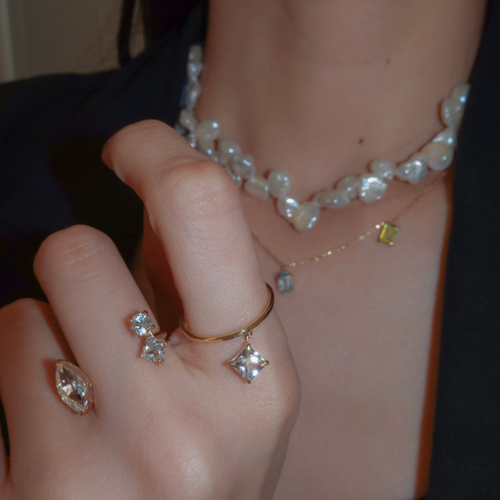 STARRY RING -skinny ver.-_10KYG x White Topaz