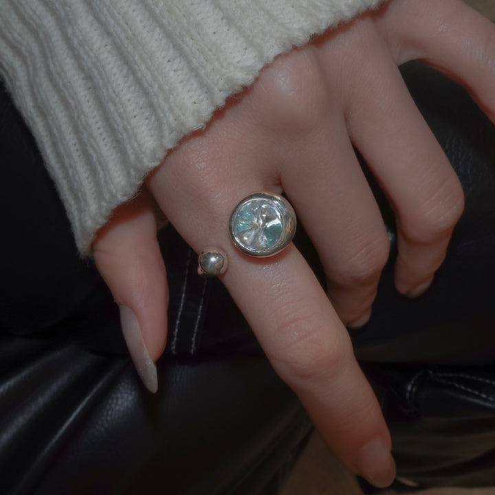 GYOKU RIN Ring / CrystalQuartz(white/blue Zircon)