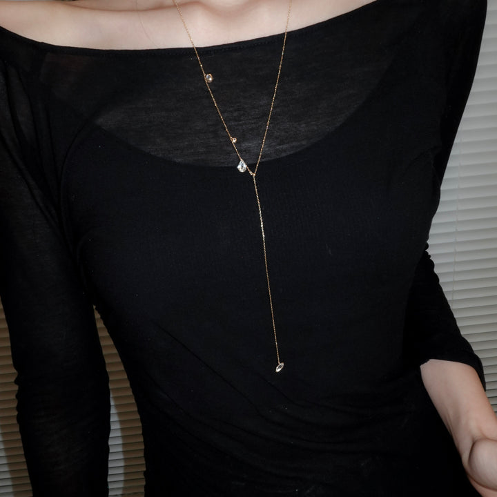 FALLING DEW LARIAT NECKLACE LONG_K10YG