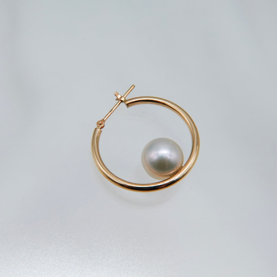 AMEMBO 10K Pearl Hoop Earrings