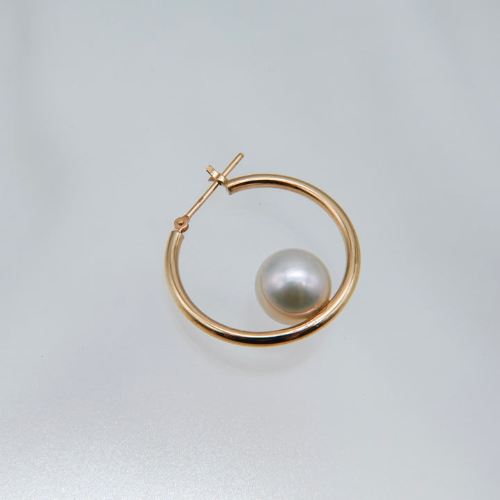 AMEMBO 10K Pearl Hoop Earrings