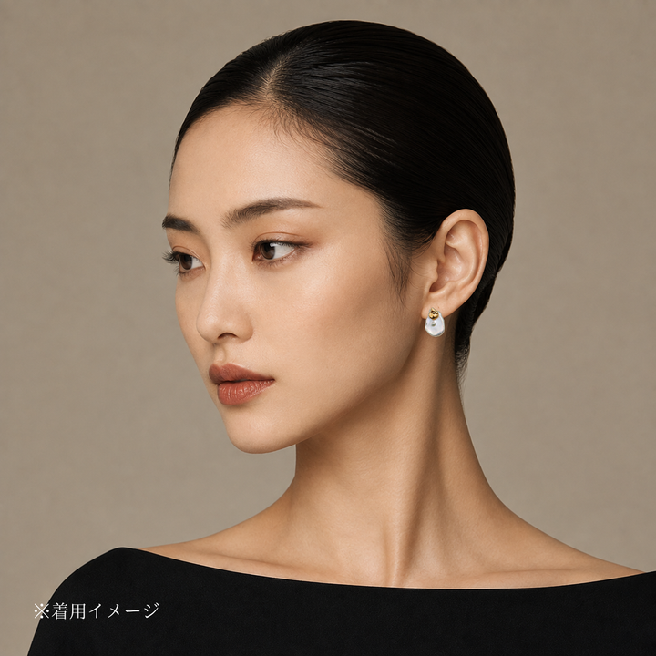 〈山〉 シルバー 花びら パールピアス