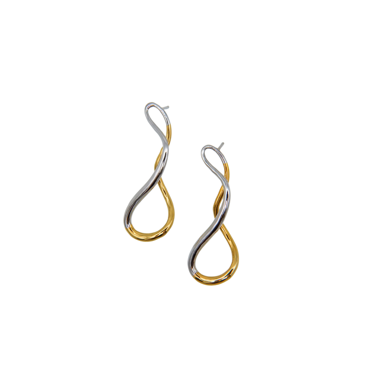 Meld Pierced Earrings K18YG&amp;Rhodium-coat