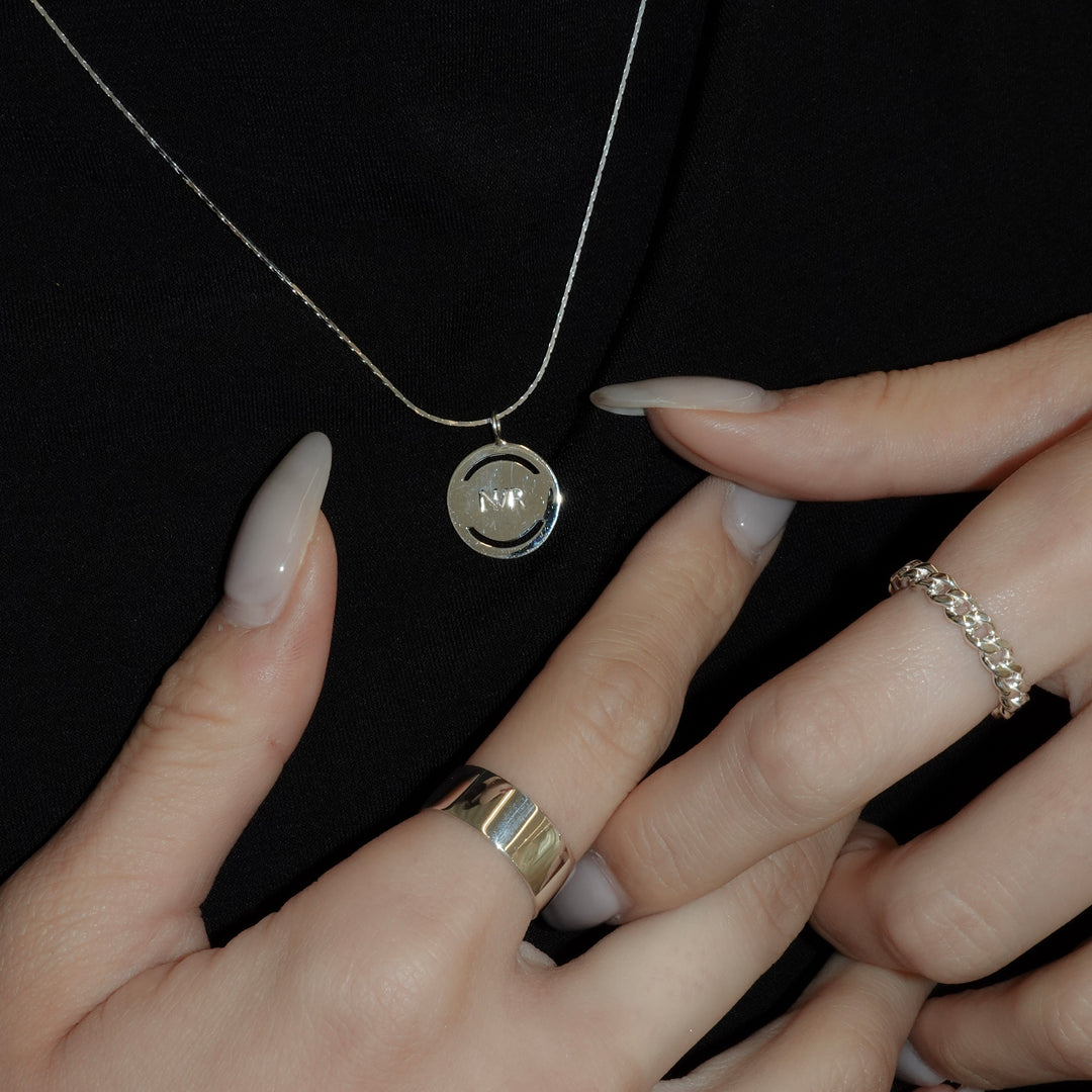 Circle Line Cut Charm Necklace