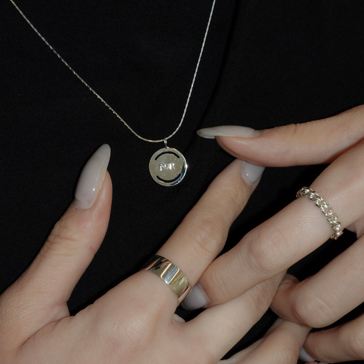 Circle Line Cut Charm Necklace