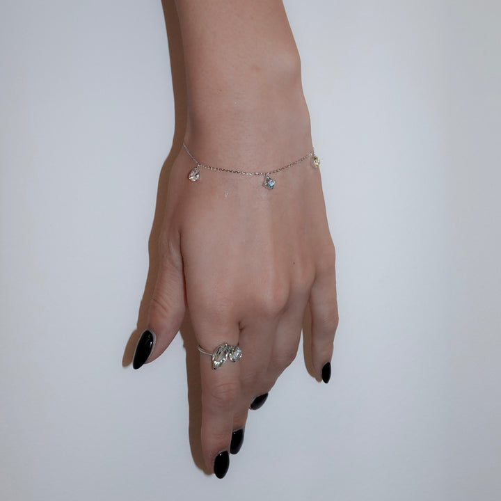 STARRY BRACELET - S- _10KWG x White topaz x Blue topaz x Lemon quartz