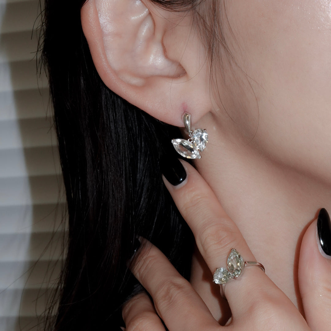 CUDDLE EARRINGS SET_10KWG x White topaz