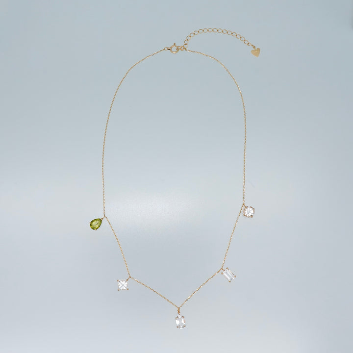 STARRY NECKLACE_10KYG x Peridot x White Topaz