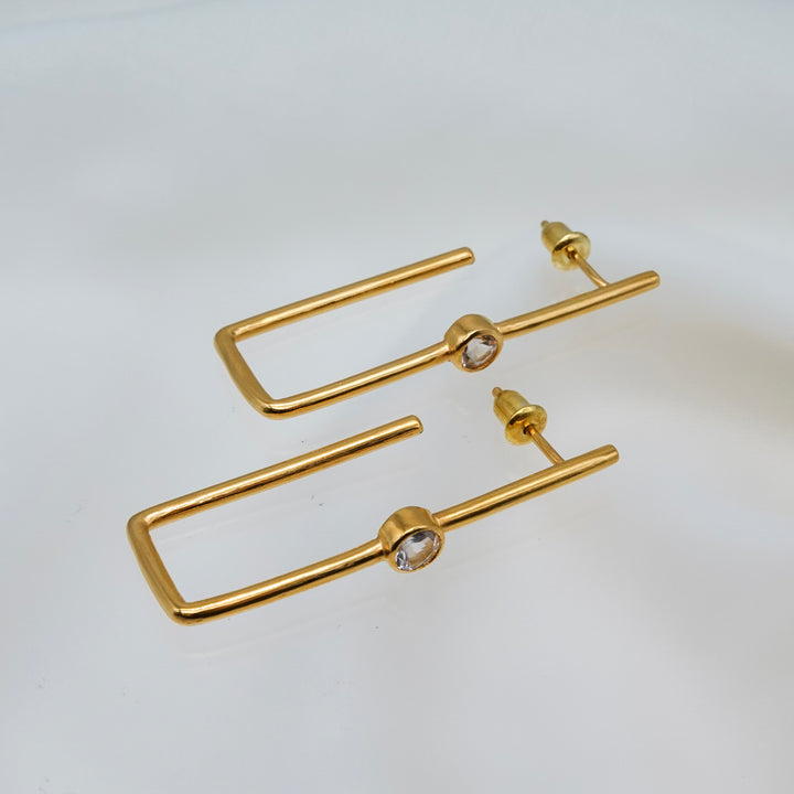 Morganite square hoop earring