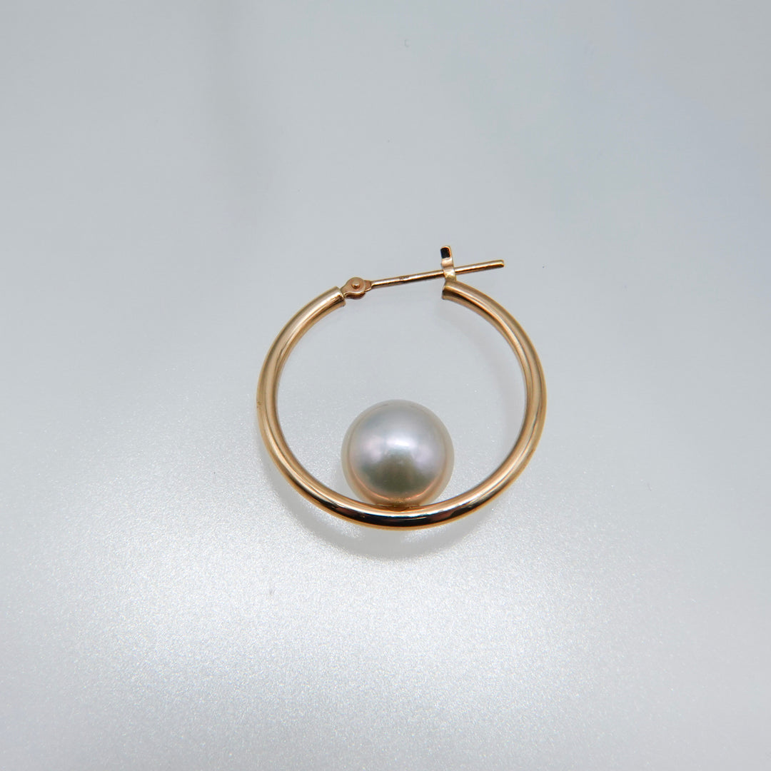 AMEMBO 10K Pearl Hoop Earrings
