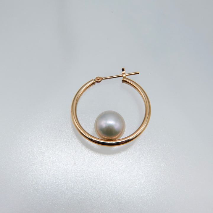 AMEMBO 10K Pearl Hoop Earrings
