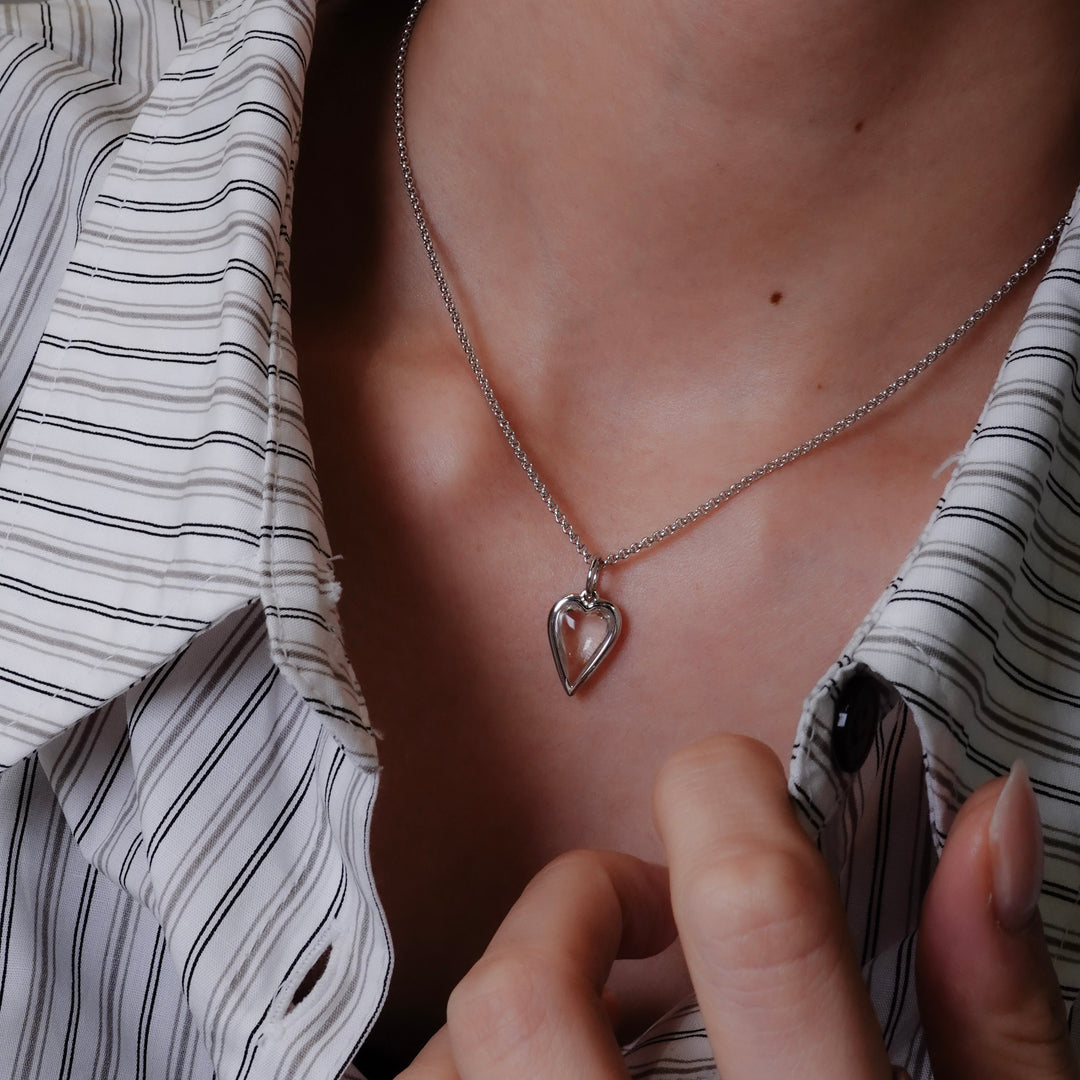 Small Rock Crystal Heart Pendant Necklace