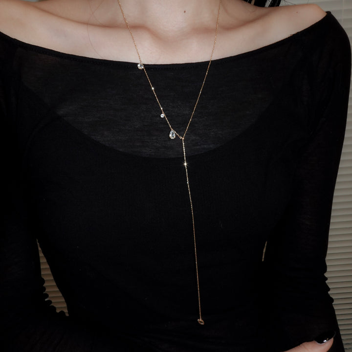 FALLING DEW LARIAT NECKLACE LONG_K10YG