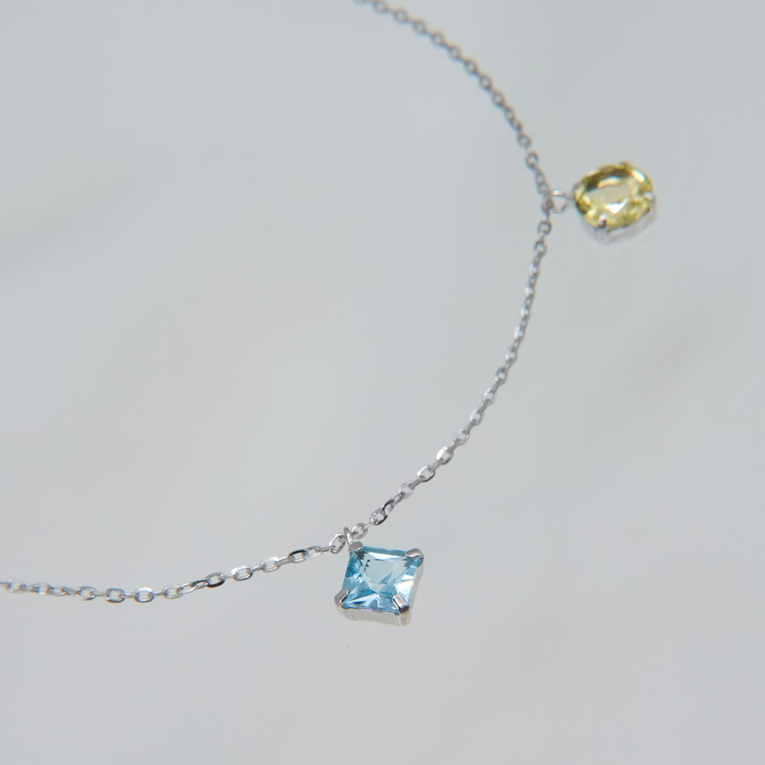 STARRY BRACELET - S- _10KWG x White topaz x Blue topaz x Lemon quartz