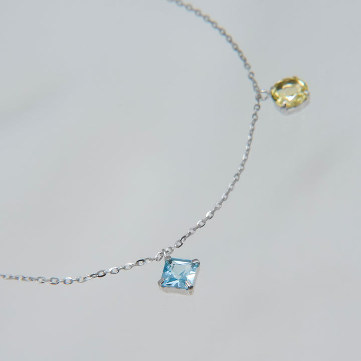 STARRY BRACELET - S- _10KWG x White topaz x Blue topaz x Lemon quartz