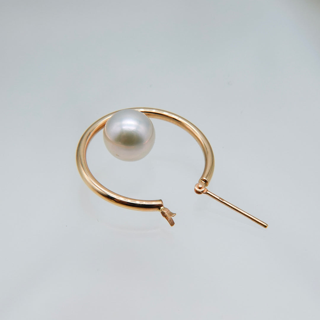 AMEMBO 10K Pearl Hoop Earrings