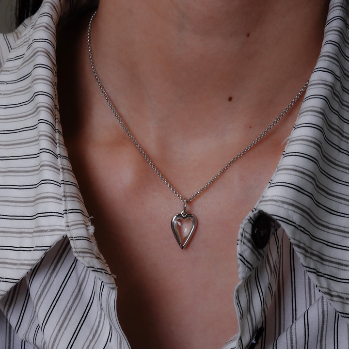 Small Rock Crystal Heart Pendant Necklace