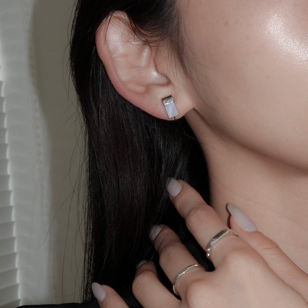 HASAMU earring gemstone square