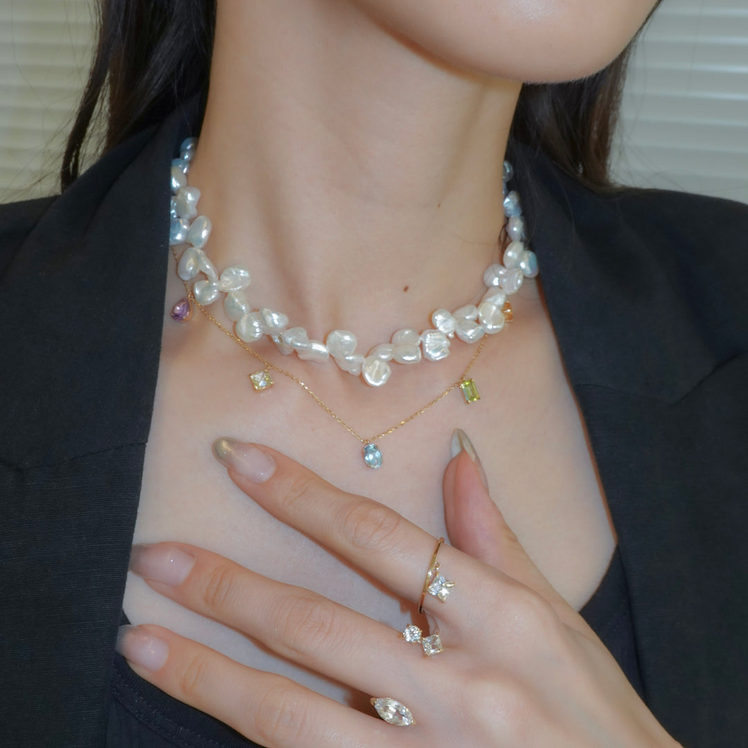 STARRY RING -skinny ver.-_10KYG x White Topaz